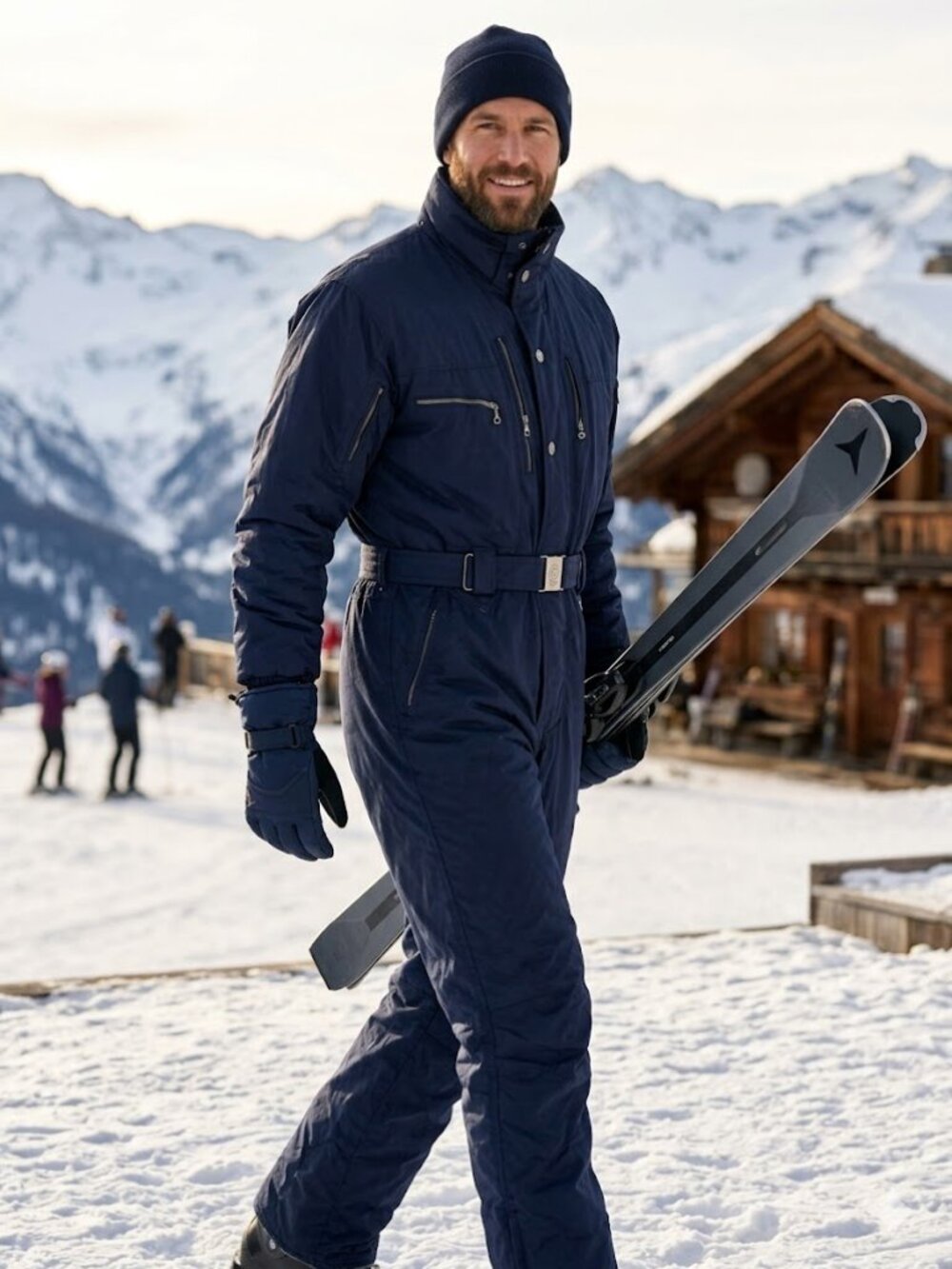 Vintage 90s Bogner One Piece Ski Suit Men’s 46 Navy Belted Luxury Snowsuit